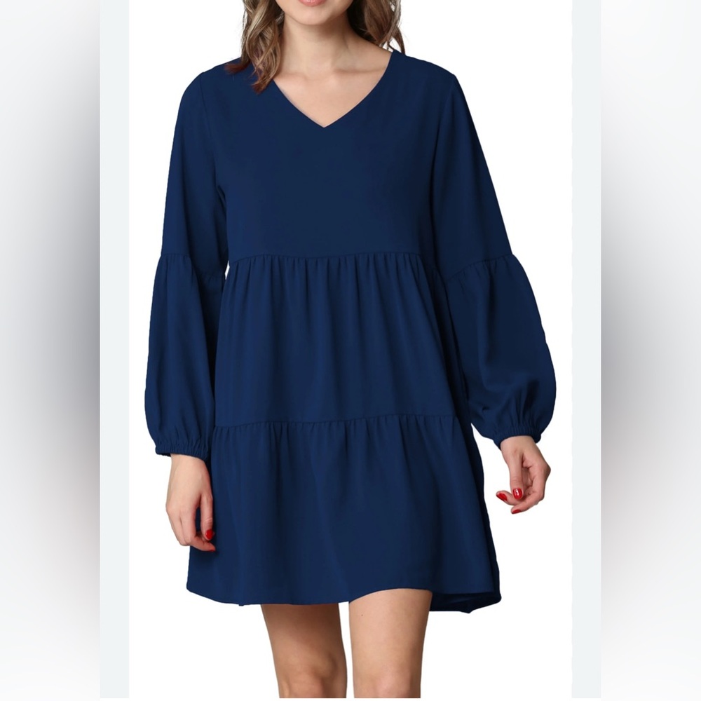 Navy Blue Tiered babydoll Dress - size S